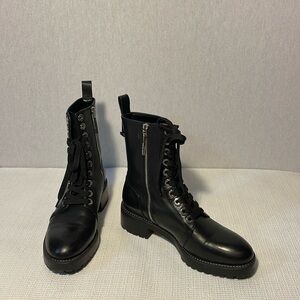 Zara Woman, laced up, combat leather boots. Size38/7.5
